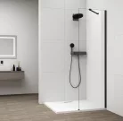 Polysan ESCA BLACK MATT Walk-in zuhanyfal, falra szerelhető, transzparent üveg, 600mm