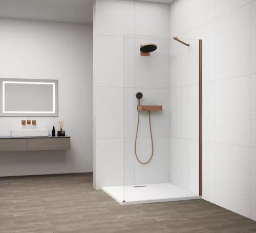 Polysan ESCA COPPER MATT Walk-in zuhanyfal, falra szerelhető, transzparent üveg, 800mm