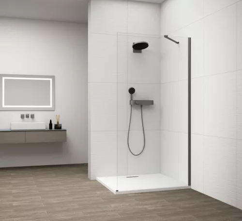 Polysan ESCA GUN METAL Walk-in zuhanyfal, falra szerelhető, transzparent üveg, 800mm