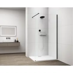 Polysan ESCA BLACK MATT Walk-in zuhanyfal, falra szerelhető, transzparent üveg, 900mm