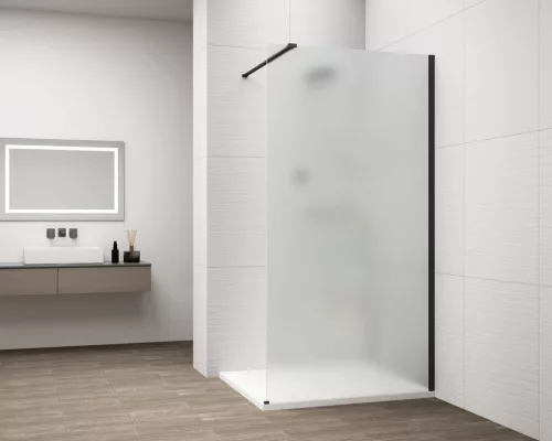 Polysan ESCA BLACK MATT Walk-in zuhanyfal, falra szerelhető, matt üveg, 1300mm