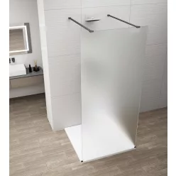 Polysan ESCA BLACK MATT Walk-in zuhanyfal, szabadonálló, matt üveg, 1400mm