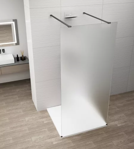 Polysan ESCA BLACK MATT Walk-in zuhanyfal, szabadonálló, matt üveg, 1400mm