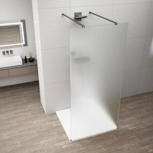 Polysan ESCA GUN METAL Walk-in zuhanyfal, szabadon álló, matt üveg, 1400mm