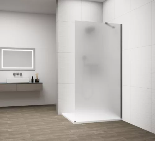 Polysan ESCA GUN METAL Walk-in zuhanyfal, falra szerelhető, matt üveg, 800mm