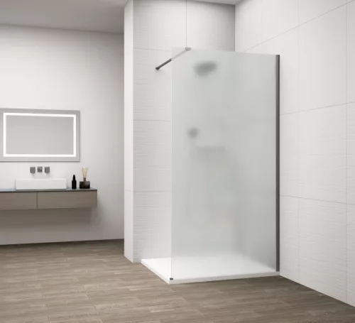 Polysan ESCA GUN METAL Walk-in zuhanyfal, falra szerelhető, matt üveg, 900mm