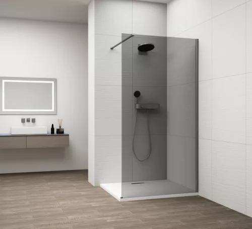 Polysan ESCA GUN METAL Walk-in zuhanyfal, falra szerelhető, füst üveg, 1000mm