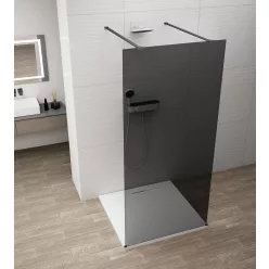 Polysan ESCA BLACK MATT Walk-in zuhanyfal, szabadonálló, füst üveg, 1100mm