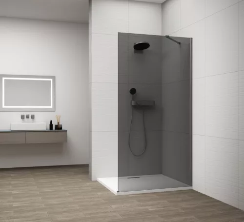 Polysan ESCA GUN METAL Walk-in zuhanyfal, falra szerelhető, füst üveg, 1200mm