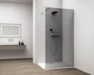 Polysan ESCA CHROME Walk-in zuhanyfal, falra szerelhető, füst üveg, 1300mm
