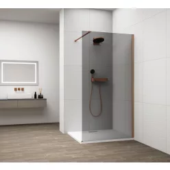 Polysan ESCA COPPER MATT Walk-in zuhanyfal, falra szerelhető, füst üveg, 1300mm