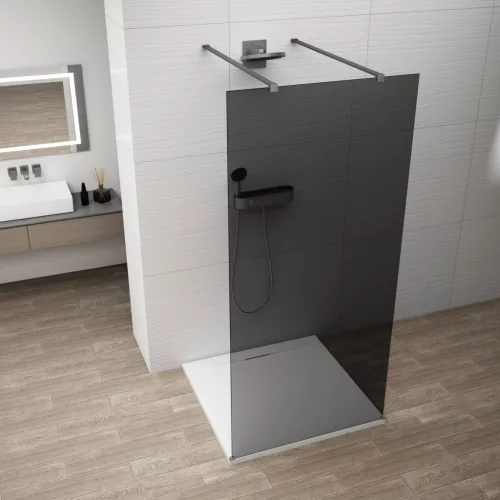 Polysan ESCA GUN METAL Walk-in zuhanyfal, szabadon álló, füst üveg, 1400mm
