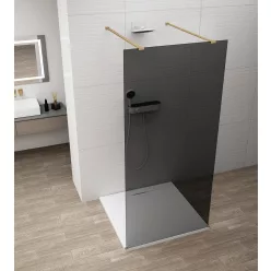 Polysan ESCA GOLD MATT Walk-in zuhanyfal, szabadonálló, füst üveg, 1500mm