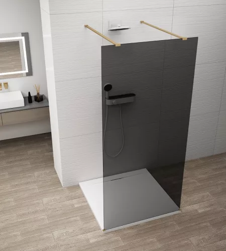 Polysan ESCA GOLD MATT Walk-in zuhanyfal, szabadonálló, füst üveg, 1500mm