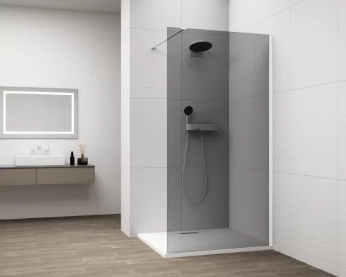 Polysan ESCA WHITE MATT Walk-in zuhanyfal, falra szerelhető, füst üveg, 700mm