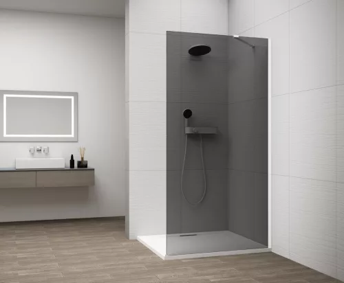 Polysan ESCA WHITE MATT Walk-in zuhanyfal, falra szerelhető, füst üveg, 700mm