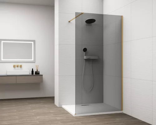 Polysan ESCA GOLD MATT Walk-in zuhanyfal, falra szerelhető, füst üveg, 800mm