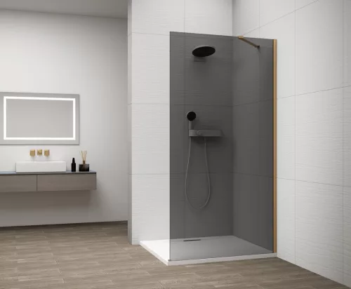 Polysan ESCA GOLD MATT Walk-in zuhanyfal, falra szerelhető, füst üveg, 800mm
