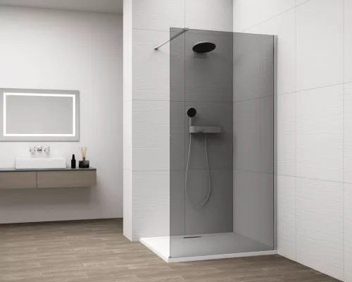 Polysan ESCA CHROME Walk-in zuhanyfal, falra szerelhető, füst üveg, 900mm