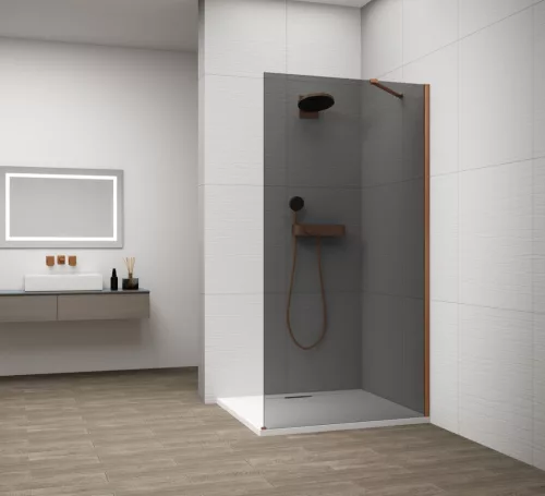 Polysan ESCA COPPER MATT Walk-in zuhanyfal, falra szerelhető, füst üveg, 900mm