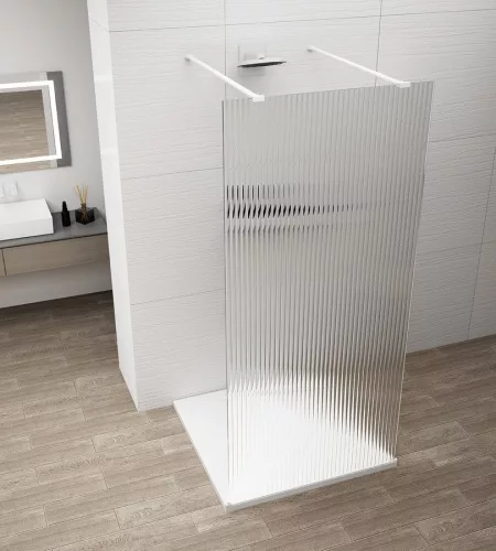 Polysan ESCA WHITE MATT Walk-in zuhanyfal, szabadonálló, flutes üveg, 1000mm