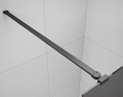 Polysan ESCA BLACK MATT Walk-in zuhanyfal, szabadonálló, flutes üveg, 1100mm