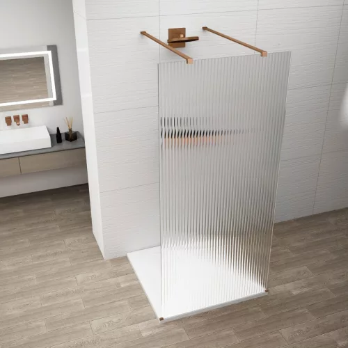 Polysan ESCA COPPER MATT Walk-in zuhanyfal, szabadon álló, flutes üveg, 1100mm