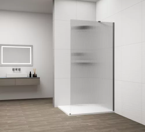 Polysan ESCA GUN METAL Walk-in zuhanyfal, falra szerelhető, flutes üveg, 1100mm