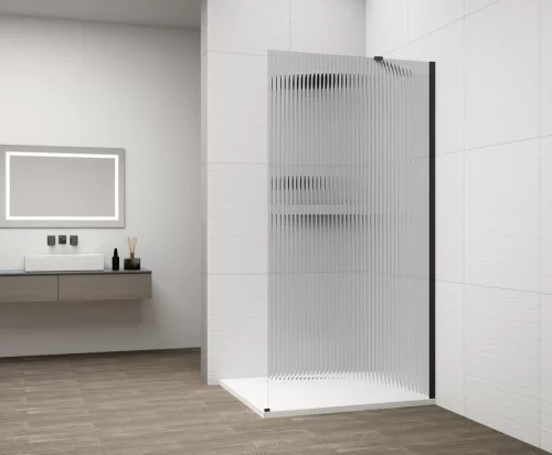 Polysan ESCA BLACK MATT Walk-in zuhanyfal, falra szerelhető, flutes üveg, 1200mm