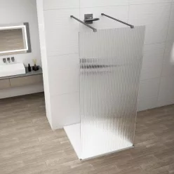 Polysan ESCA GUN METAL Walk-in zuhanyfal, szabadon álló, flutes üveg, 1200mm