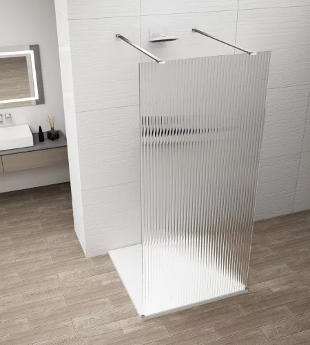 Polysan ESCA CHROME Walk-in zuhanyfal, szabadonálló, flutes üveg, 1300mm