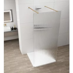 Polysan ESCA GOLD MATT Walk-in zuhanyfal, szabadonálló, flutes üveg, 1400mm