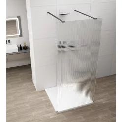 Polysan ESCA BLACK MATT Walk-in zuhanyfal, szabadonálló, flutes üveg, 1500mm