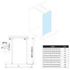 Polysan ESCA Walk-in zuhanyfal, 1467x2100mm, flutes üveg
