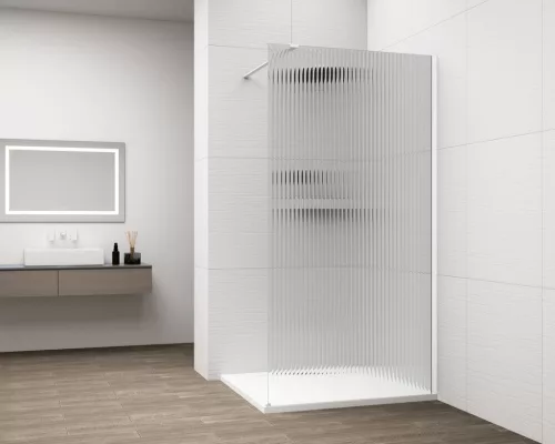 Polysan ESCA WHITE MATT Walk-in zuhanyfal, falra szerelhető, flutes üveg, 700mm