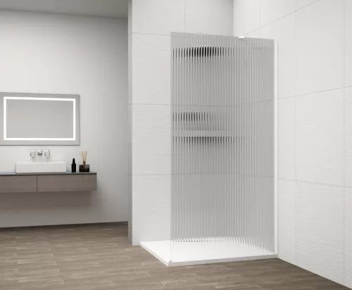 Polysan ESCA WHITE MATT Walk-in zuhanyfal, falra szerelhető, flutes üveg, 700mm