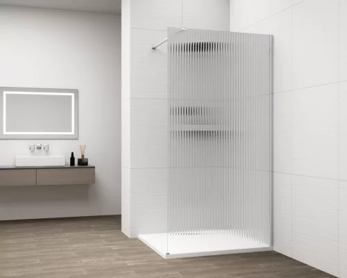 Polysan ESCA CHROME Walk-in zuhanyfal, falra szerelhető, flutes üveg, 800mm