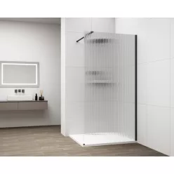 Polysan ESCA BLACK MATT Walk-in zuhanyfal, falra szerelhető, flutes üveg, 800mm