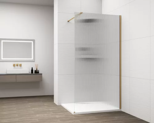 Polysan ESCA GOLD MATT Walk-in zuhanyfal, falra szerelhető, flutes üveg, 800mm