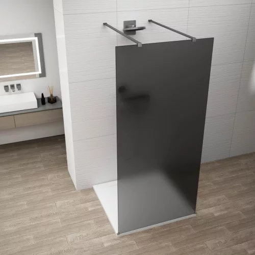 Polysan ESCA GUN METAL Walk-in zuhanyfal, szabadon álló, füst üveg, 1100mm