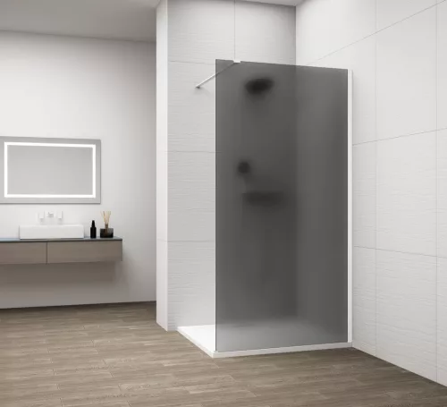 Polysan ESCA WHITE MATT Walk-in zuhanyfal, falra szerelhető, matt füst üveg, 1400mm