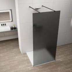 Polysan ESCA BLACK MATT Walk-in zuhanyfal, szabadonálló, füst üveg, 1400mm