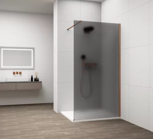 Polysan ESCA COPPER MATT Walk-in zuhanyfal, falra szerelhető, matt füst üveg, 1400mm