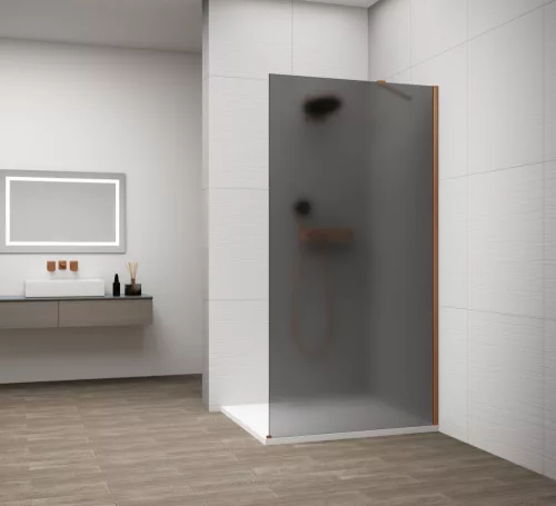Polysan ESCA COPPER MATT Walk-in zuhanyfal, falra szerelhető, matt füst üveg, 700mm