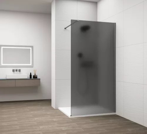 Polysan ESCA GUN METAL Walk-in zuhanyfal, falra szerelhető, matt füst üveg, 700mm