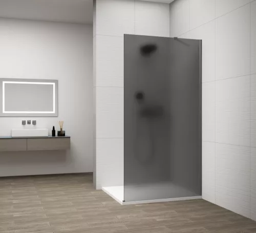 Polysan ESCA GUN METAL Walk-in zuhanyfal, falra szerelhető, matt füst üveg, 700mm