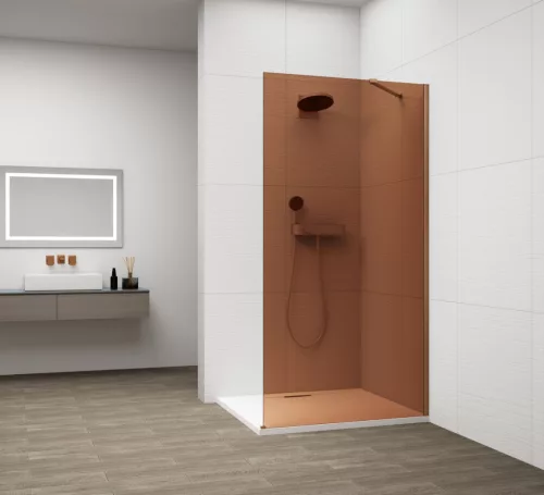 Polysan ESCA GUN METAL Walk-in zuhanyfal, falra szerelhető, barna üveg, 1000mm