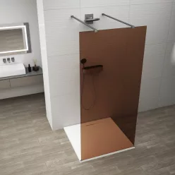 Polysan ESCA GUN METAL Walk-in zuhanyfal, szabadon álló, barna üveg, 1100mm