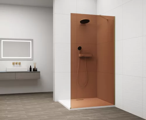 Polysan ESCA GOLD MATT Walk-in zuhanyfal, falra szerelhető, barna üveg, 1200mm