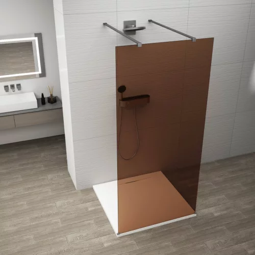 Polysan ESCA GUN METAL Walk-in zuhanyfal, szabadon álló, barna üveg, 1200mm